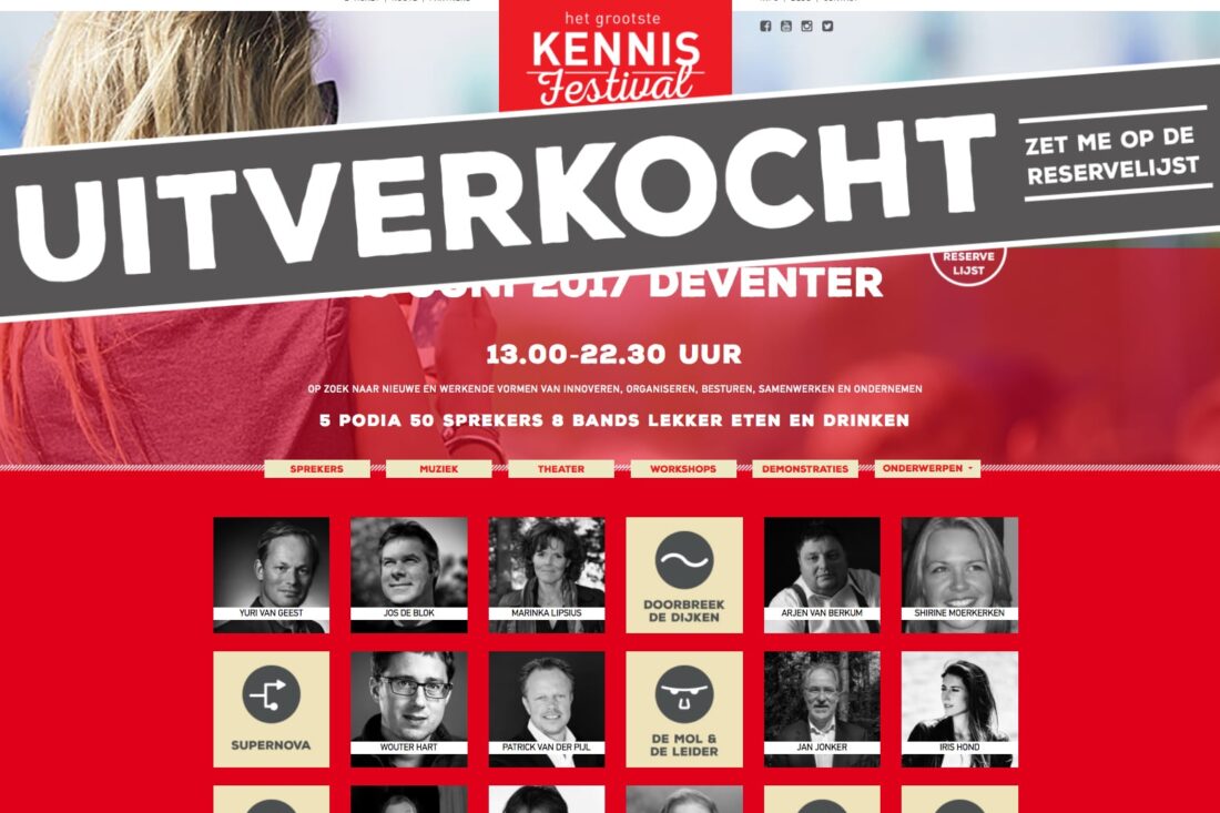 Het Grootste Kennisfestival van Nederland uitverkocht