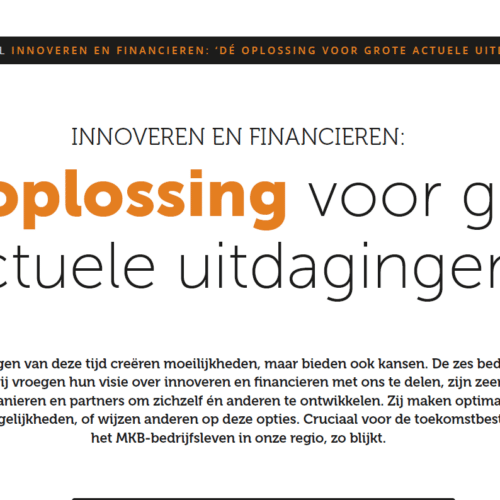 Innoveren en financieren: ‘Dé oplossing voor grote actuele uitdagingen’